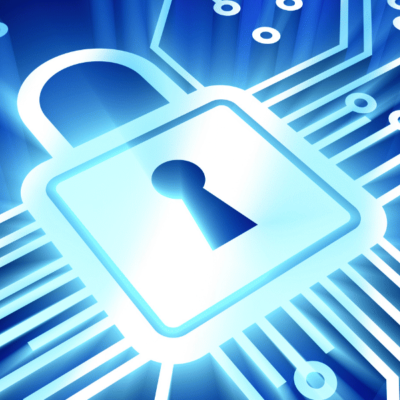 Padlock circuitboard security concept art