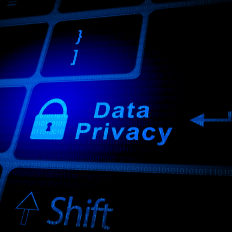 Data privacy concept on computer keyboard