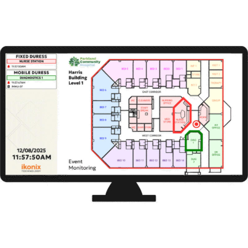 Demo Billboard mockup with fixed mobile duress alarms